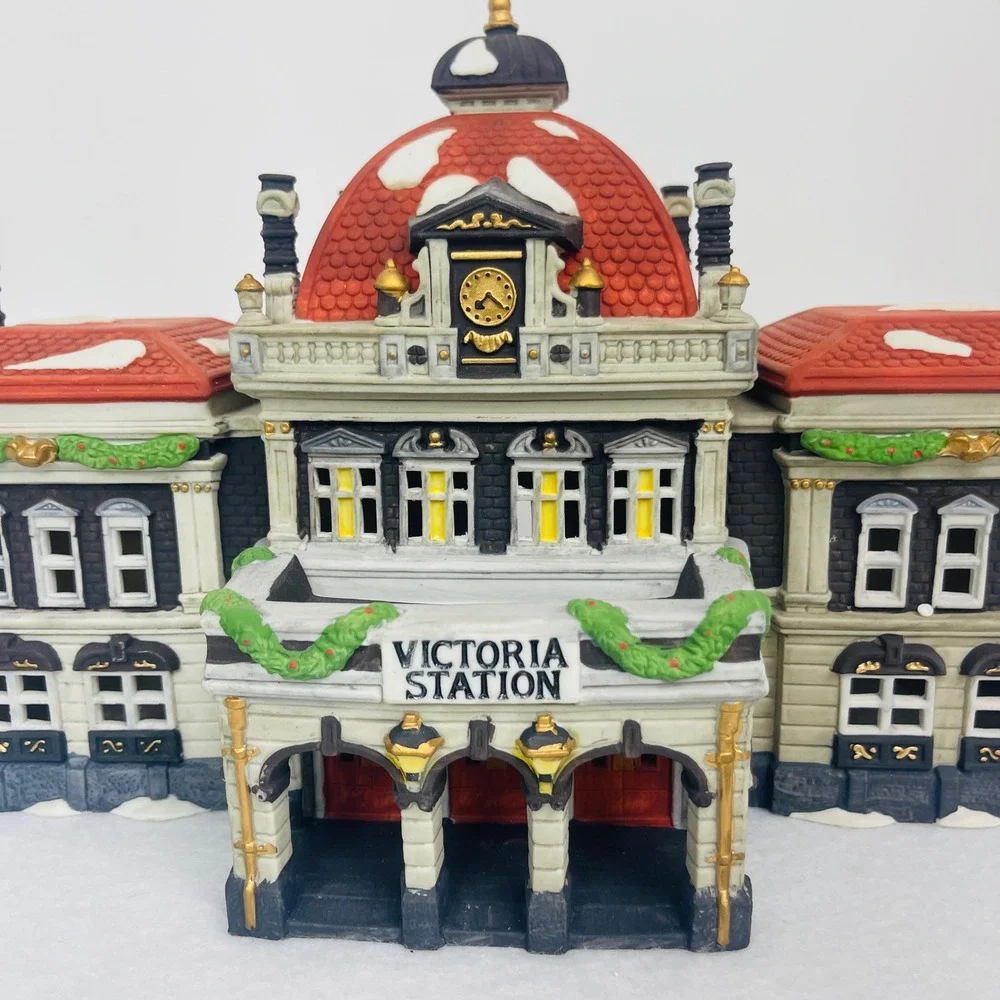 Victoria Station Christmas Village Building Ceramic Lighted Train Station Decor